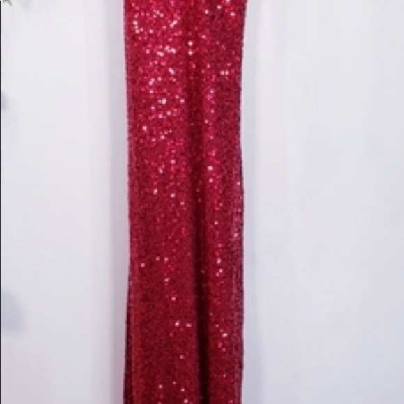 NWT Cachet Red Wine V-Neck backless showstopper sequined dress - Picture 4 of 4